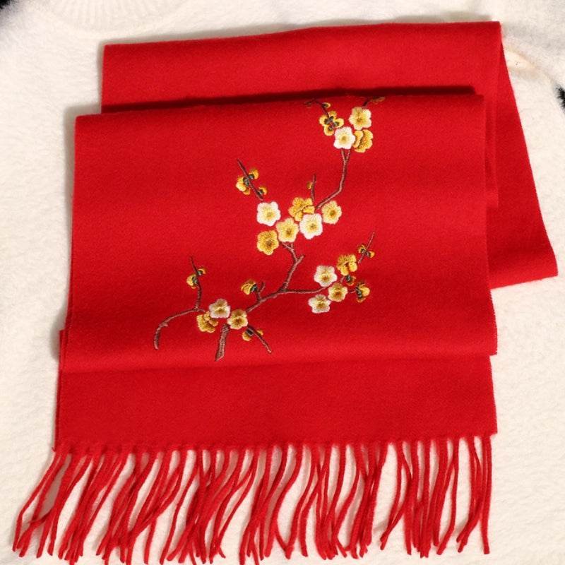 Handcrafted Su Embroidery Cashmere Scarf Luxury 190x30cm - Image 7