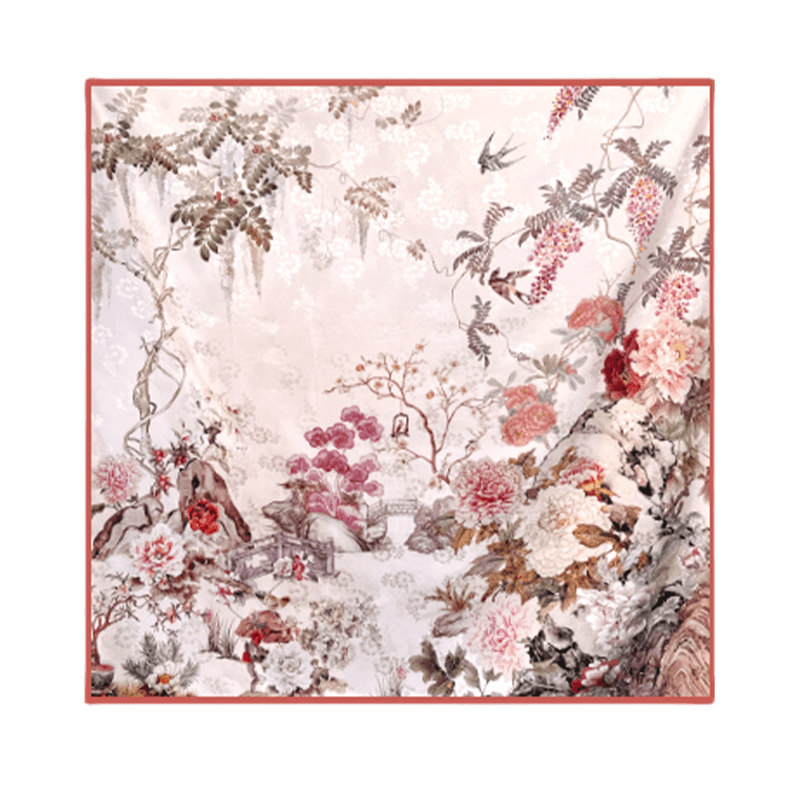Mulberry Silk 14 Momme Square Scarf Radiant Floral 108x108 cm