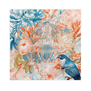 Mulberry Silk 14 Momme Square Scarf Floral and Avian 88x88 cm
