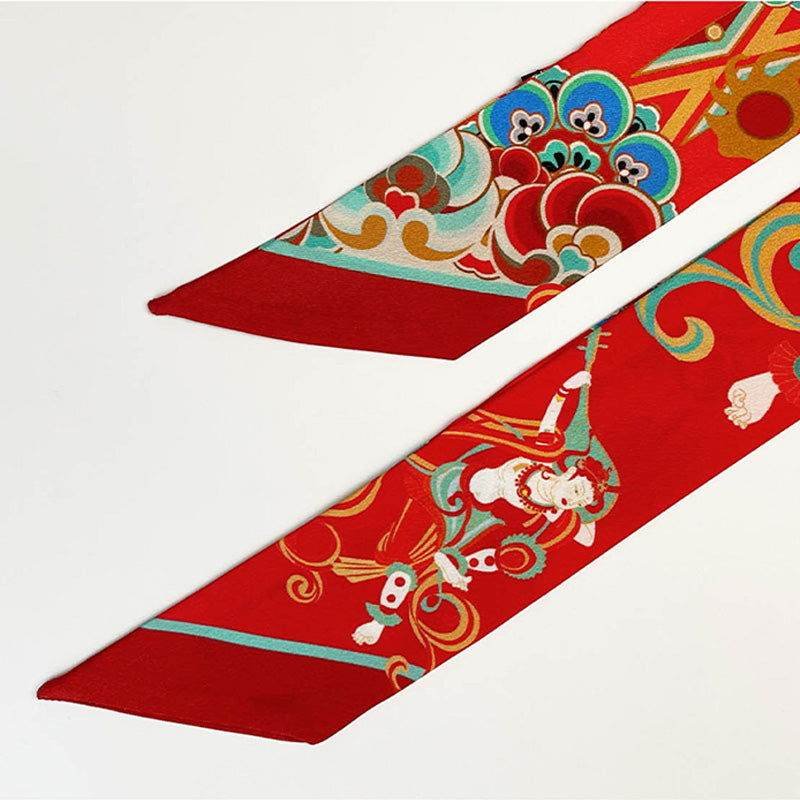Mulberry Silk 16 Momme Dunhuang Deer Silk Narrow Scarf 120x5cm - Image 4