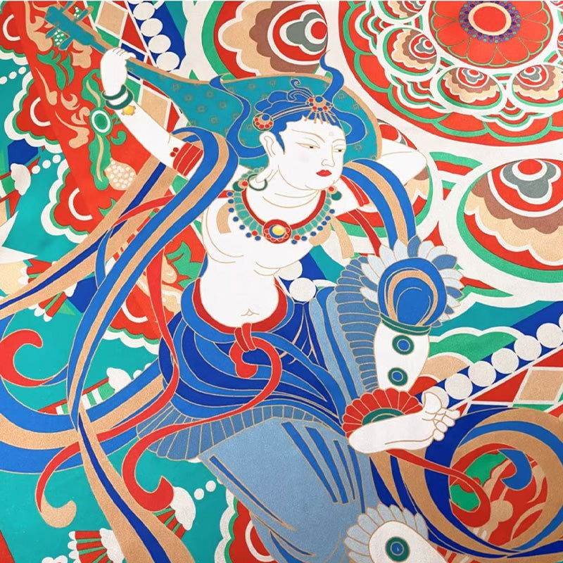 Mulberry Silk 16 Momme Celestial Dance Silk Square Scarf 90x90cm - Image 5