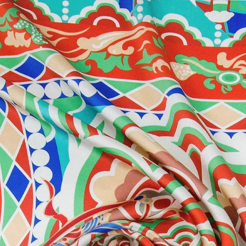 Mulberry Silk 16 Momme Celestial Dance Silk Square Scarf 90x90cm - Image 6