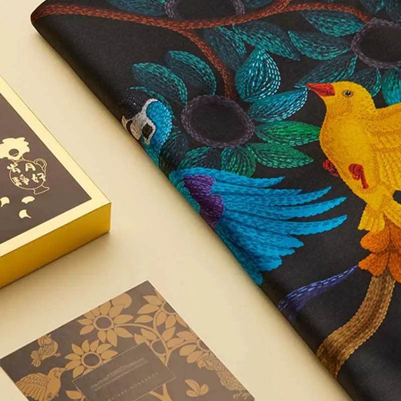 16 Momme Silk Luxury Square Silk Scarf Floral and Avian Design 87x87cm - Image 4