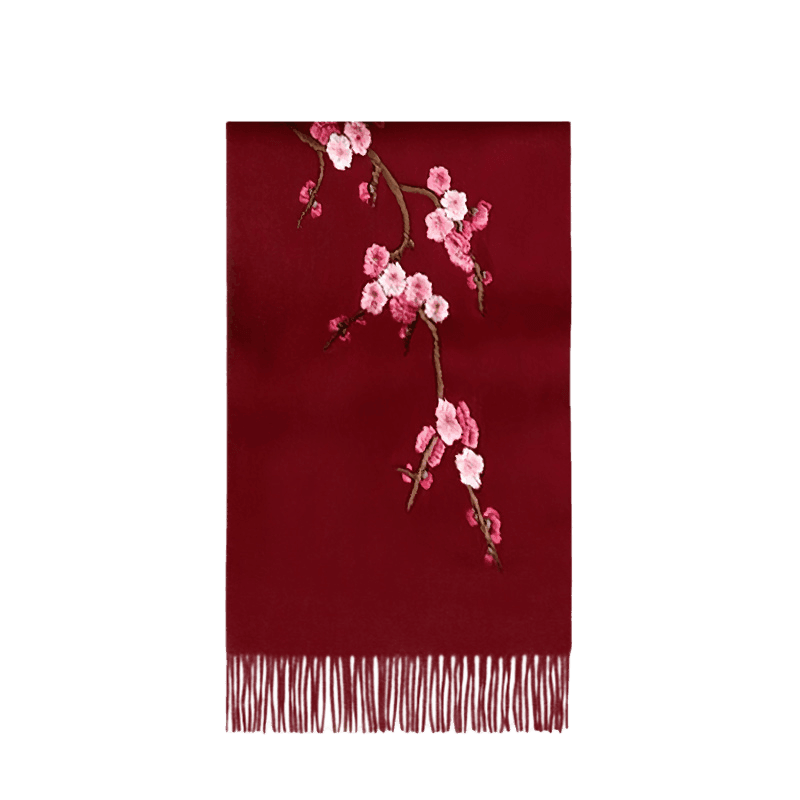 Handcrafted Su Embroidery Cashmere Scarf Luxury 190x30cm