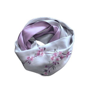 Handmade Su Embroidery 16 Momme Silk Scarf Orchid 155x35cm