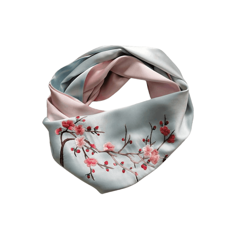 Handmade Su Embroidery 16 Momme Silk Scarf 155x35cm - Image 15