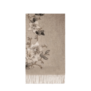 Embroidery 100% Pure Cashmere Scarf Gardenia 200x60 cm