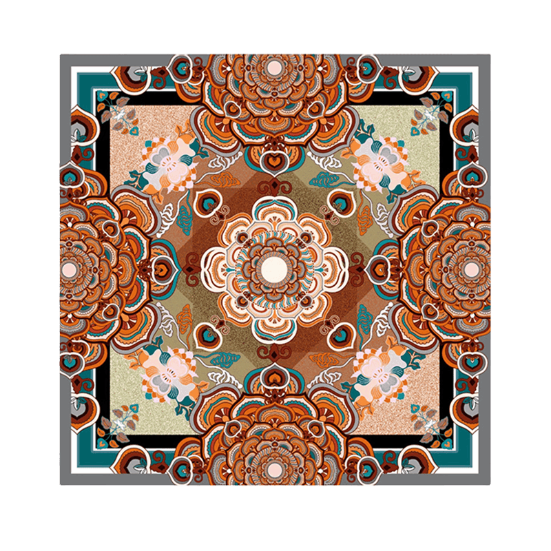 Chinese Style Silk Square Scarf Lotus Design 65 x 65 cm & 88 x 88 cm