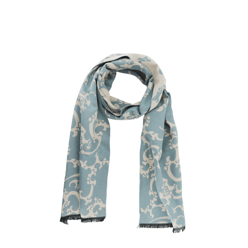 Luxurious Silk Velvet Autumn-Winter Scarf Cloud Pattern 30x180cm
