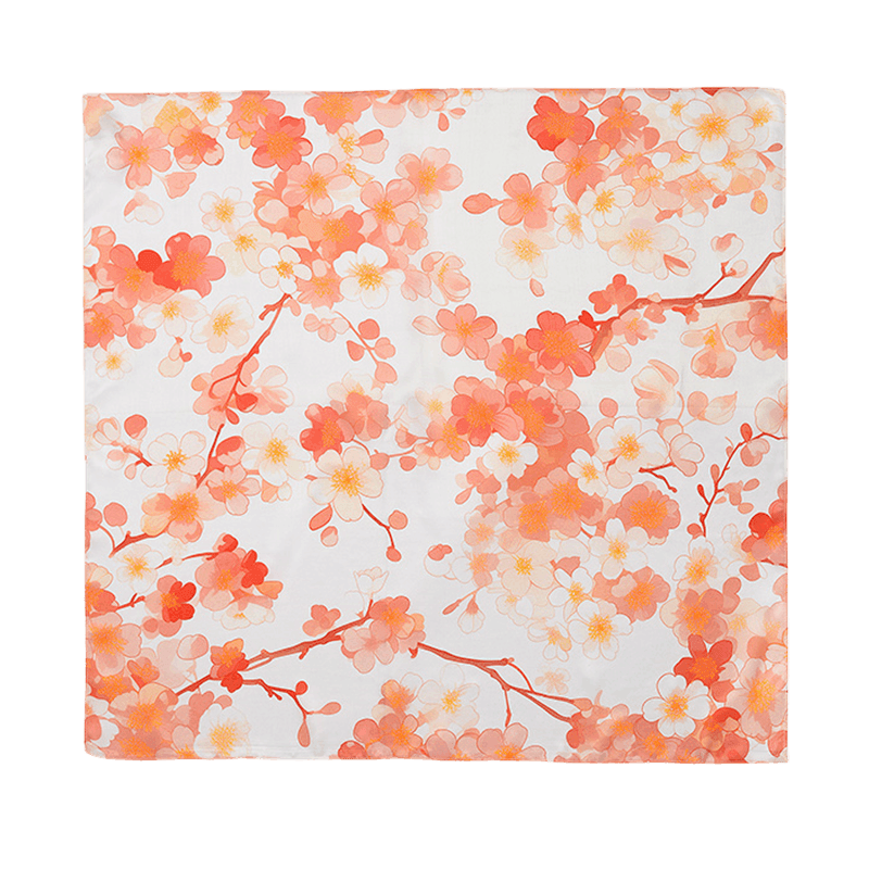 100% Mulberry Silk Elegant Silk Scarf Hundred Flowers Design 65x65cm