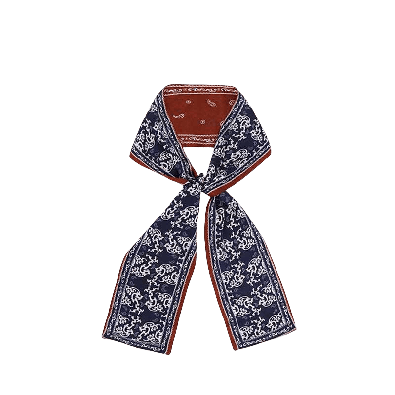 12 Momme Satin Long Silk Scarf Elegant Cloud Pattern 14.5x145cm