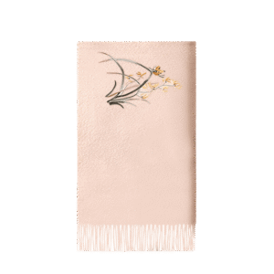 Handcrafted Embroidery Premium 100% Wool Cashmere Scarf Orchid 180x30cm