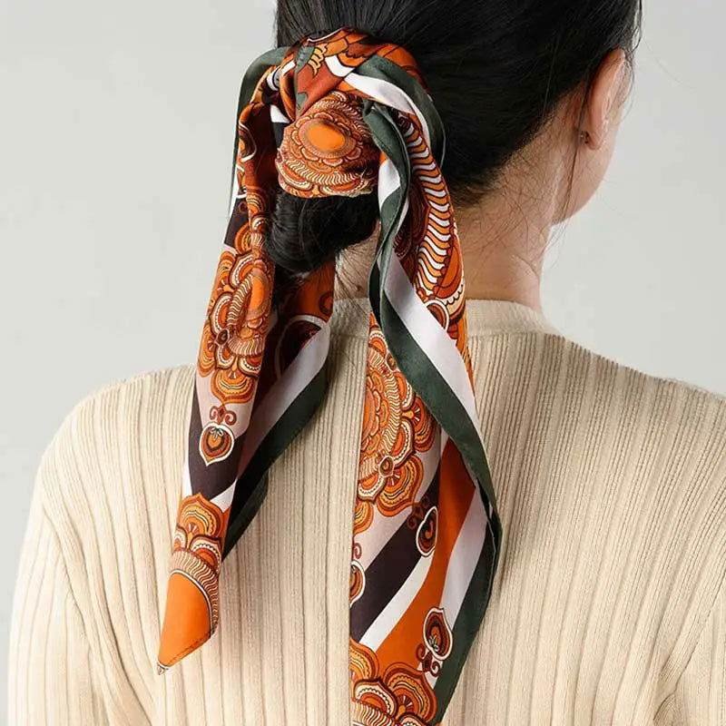 Chinese Style Silk Square Scarf Lotus Design 65 x 65 cm & 88 x 88 cm - Image 2