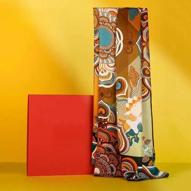 Chinese Style Silk Square Scarf Lotus Design 65 x 65 cm & 88 x 88 cm - Image 8