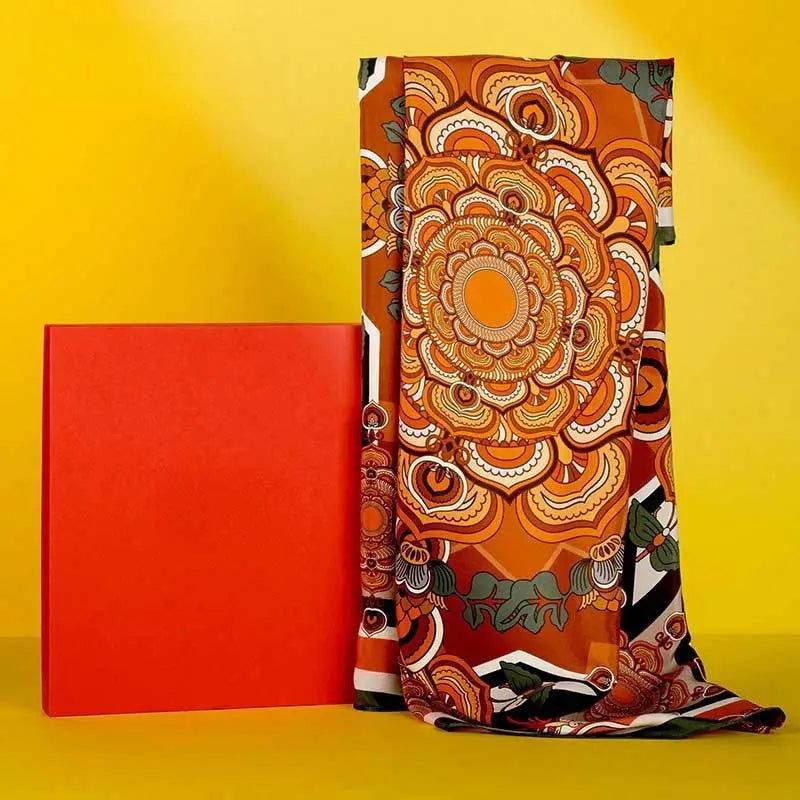 Chinese Style Silk Square Scarf Lotus Design 65 x 65 cm & 88 x 88 cm - Image 9