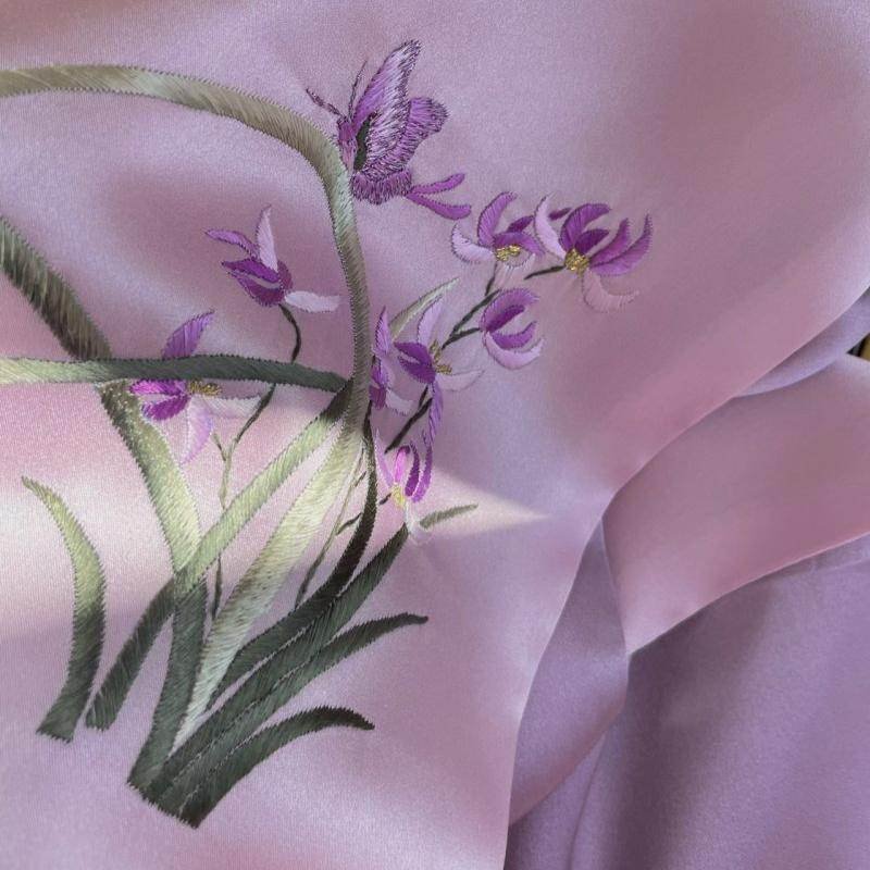 Hand Embroidered Suzhou 16 Momme Silk Scarf Luxury 155x35cm - Image 5