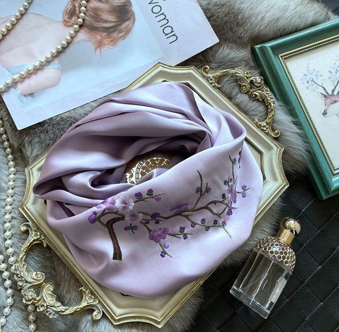 Handmade Su Embroidery 16 Momme Silk Scarf 155x35cm - Image 5
