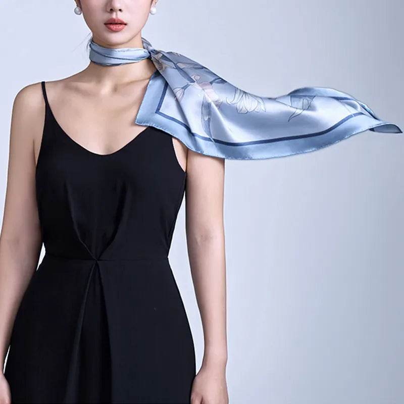 100% Mulberry Silk Summer Lily Square Scarf 70 x 70 Cm - Image 2
