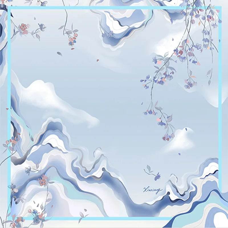 100% Mulberry Silk Luxury Square Silk Scarf Dreamy Jiangnan Design 68 x 68 Cm - Image 11