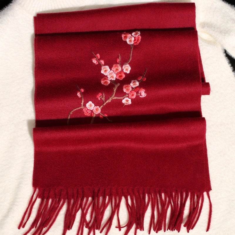 Handcrafted Su Embroidery Cashmere Scarf Luxury 190x30cm - Image 6