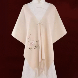 Embroidery Cashmere Scarf - Plum Blossom Pattern Luxury Gift Box 200x35 cm