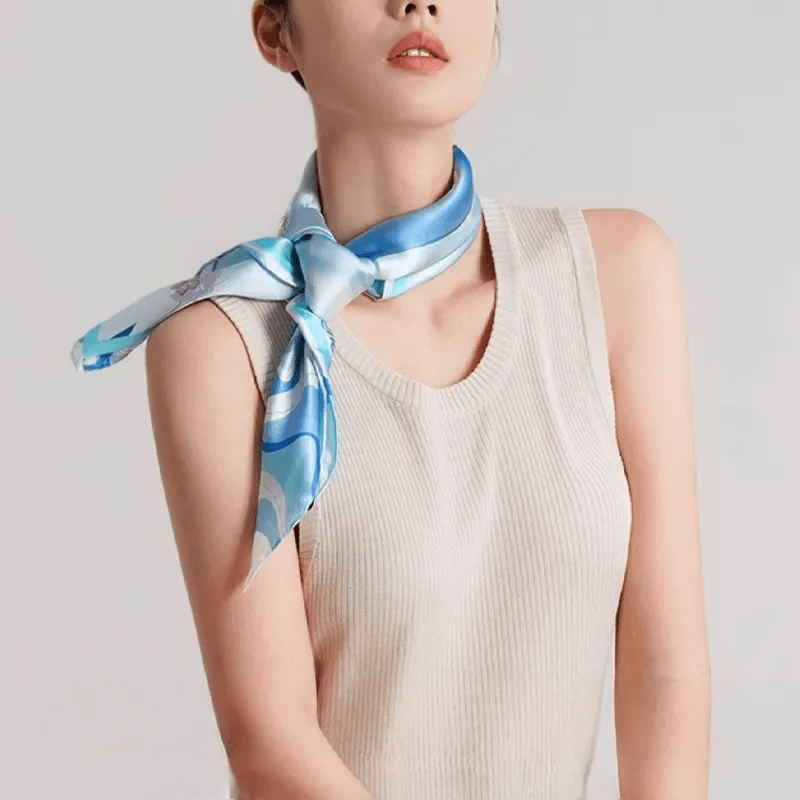 100% Mulberry Silk Luxury Square Silk Scarf Dreamy Jiangnan Design 68 x 68 Cm - Image 4