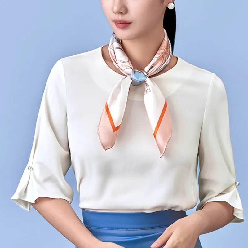 100% Mulberry Silk Summer Lily Square Scarf 70 x 70 Cm - Image 5