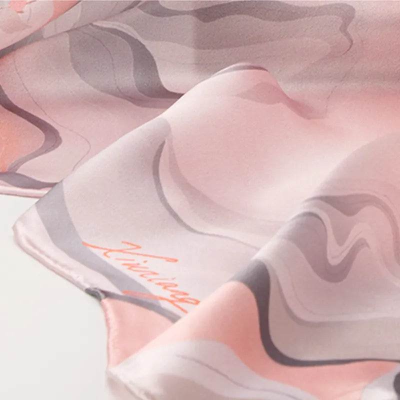 100% Mulberry Silk Luxury Square Silk Scarf Dreamy Jiangnan Design 68 x 68 Cm - Image 9