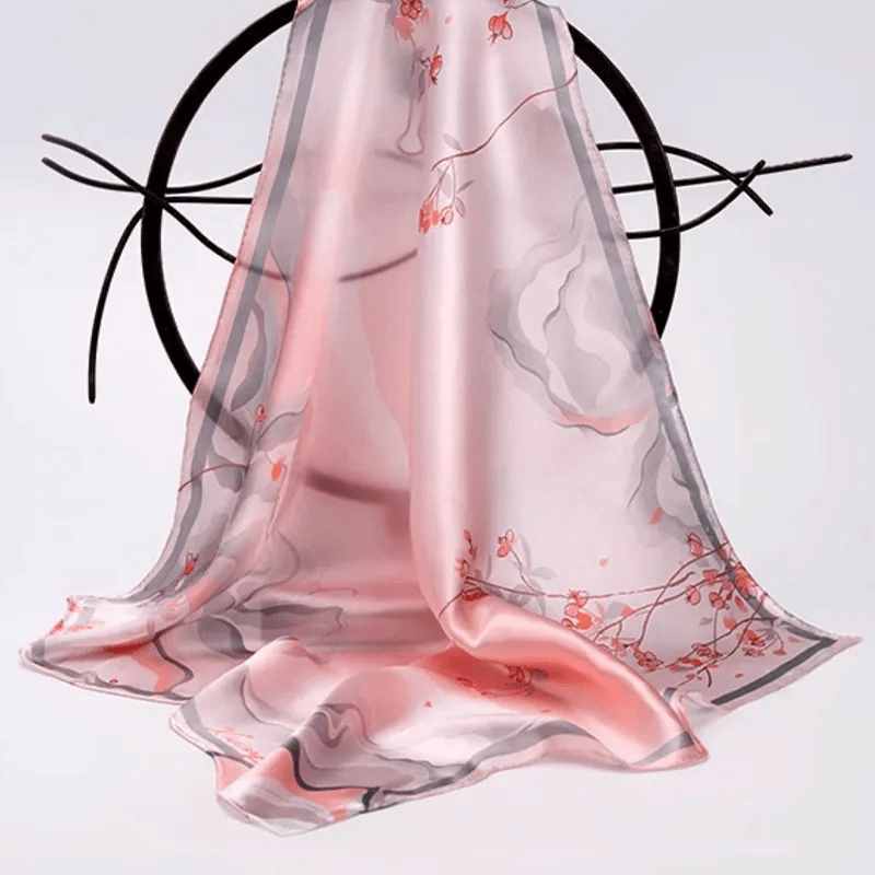 100% Mulberry Silk Luxury Square Silk Scarf Dreamy Jiangnan Design 68 x 68 Cm - Image 7