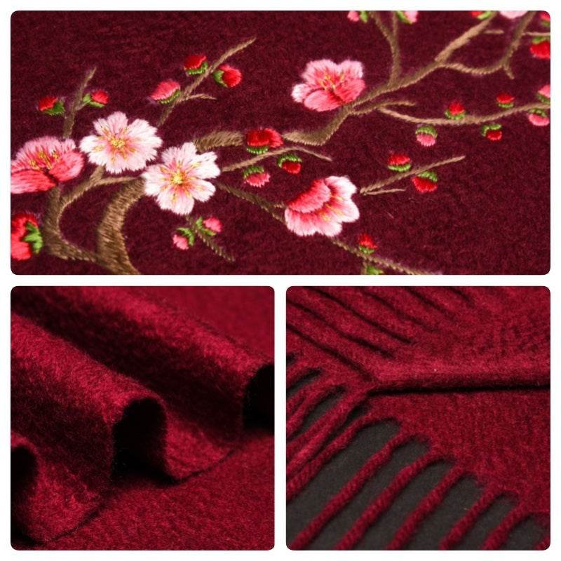 Handcrafted Su Embroidery Cashmere Scarf Luxury 190x30cm - Image 8